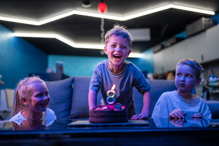 Kids celebrate in the event room